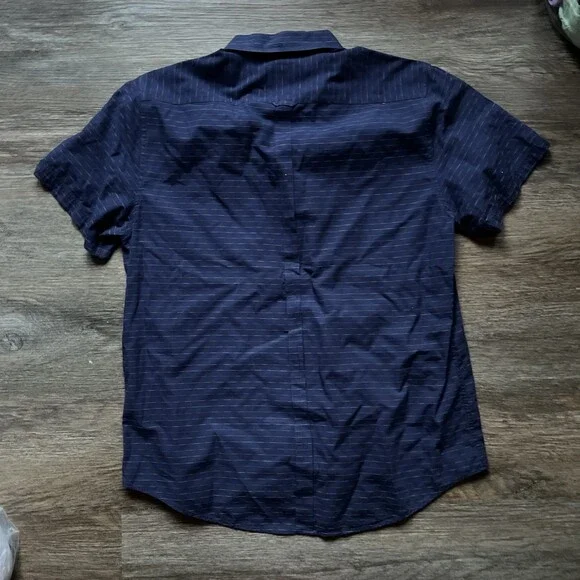 Ben Sherman NWOT Blue Stripe Short Sleeve Button Up Size XL 100 Cotton - Picture 11 of 16